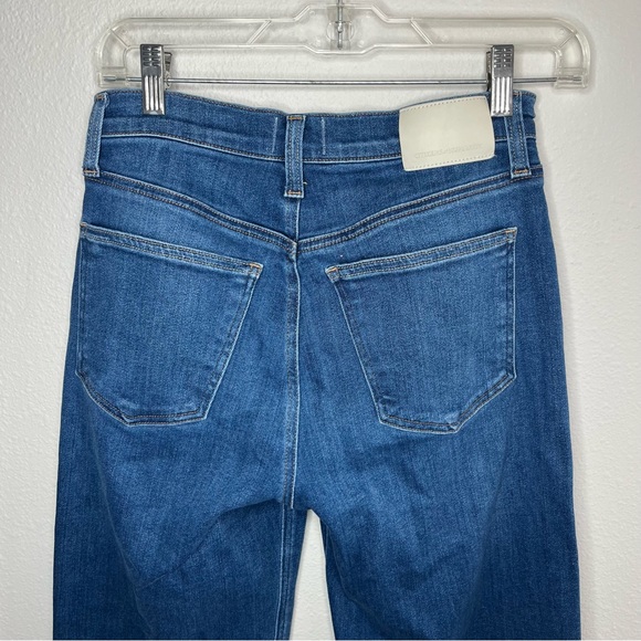 Citizens of Humanity Medium Wash Ambry Palma Straight Leg Jeans Raw Hem Cropped - Picture 9 of 15